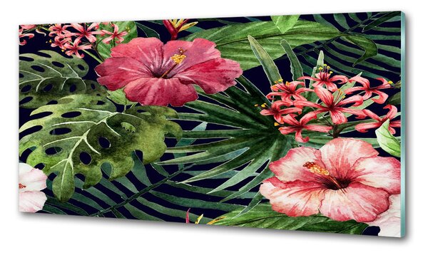 Sticlă pentru bucătărie flori tropicale