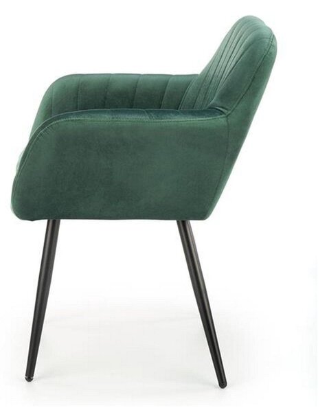 Scaun K429, verde/negru, stofa catifelata/metal, 58x53x80 cm