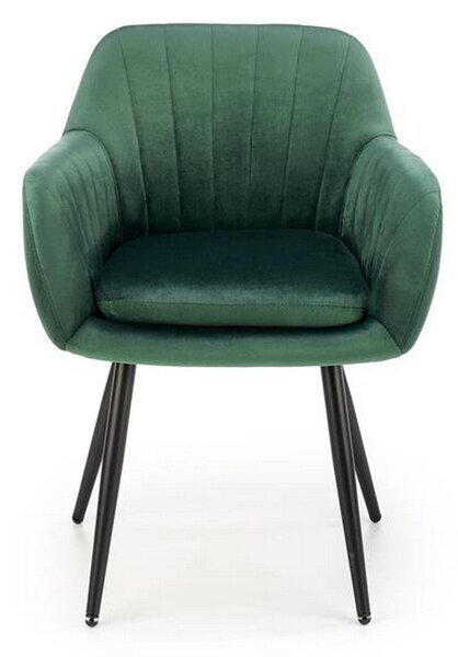 Scaun K429, verde/negru, stofa catifelata/metal, 58x53x80 cm
