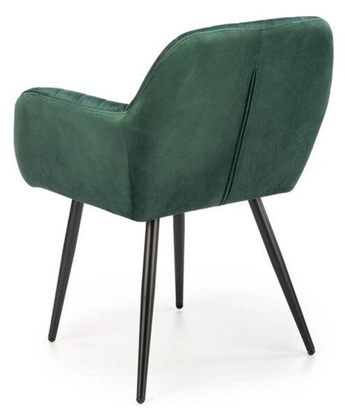 Scaun K429, verde/negru, stofa catifelata/metal, 58x53x80 cm