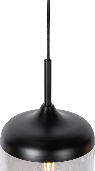 Lampă suspendată de design neagră cu sticlă aurie și fum cu 4 lumini - Kyan
