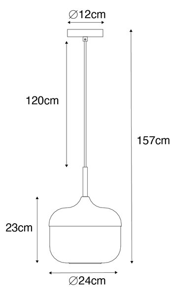 Lampă suspendată de design neagră cu auriu și sticlă fumurie - Kyan