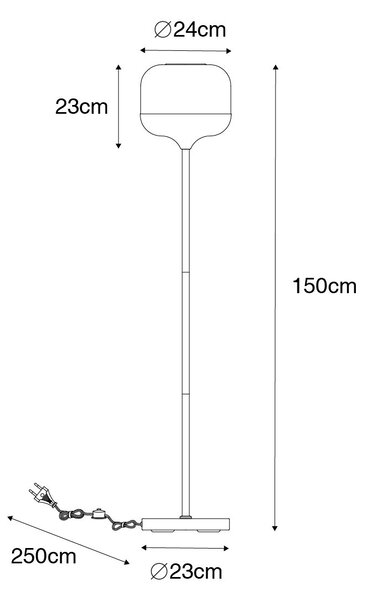 Lampa de podea de design neagră cu auriu și sticlă fumurie - Kyan