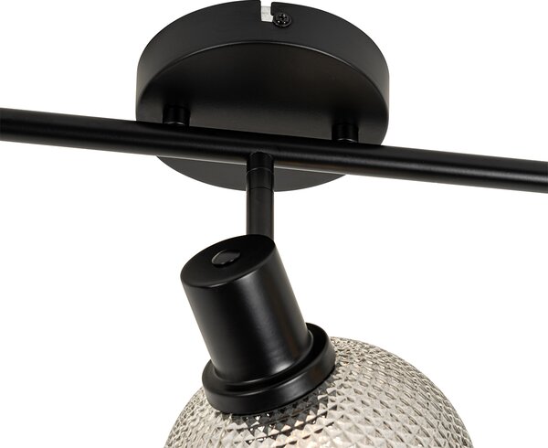 Spot de design negru cu sticlă fumurie cu 3 lumini - Chico
