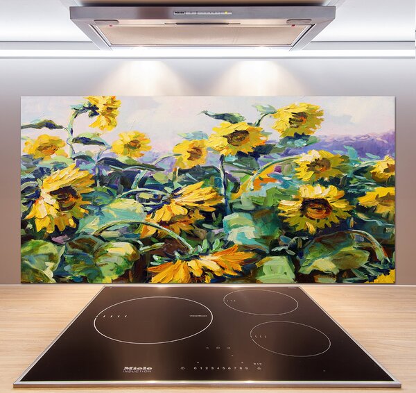 Panou sticlă decorativa bucătărie Floarea soarelui