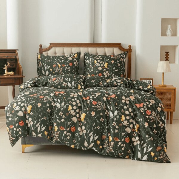 Lenjerie de pat din microfibra COLORFUL MEADOW verde inchis Dimensiune lenjerie de pat: 70 x 90 cm | 140 x 200 cm