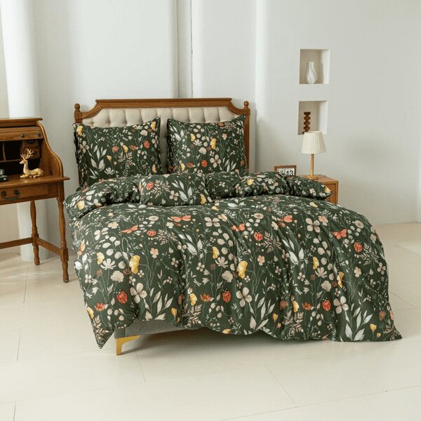 Lenjerie de pat din microfibra COLORFUL MEADOW verde inchis Dimensiune lenjerie de pat: 70 x 90 cm | 140 x 200 cm