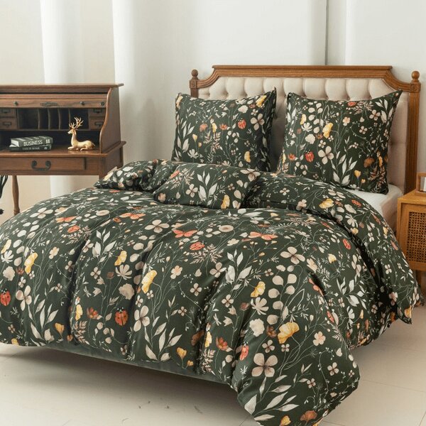 Lenjerie de pat din microfibra COLORFUL MEADOW verde inchis Dimensiune lenjerie de pat: 70 x 90 cm | 140 x 200 cm