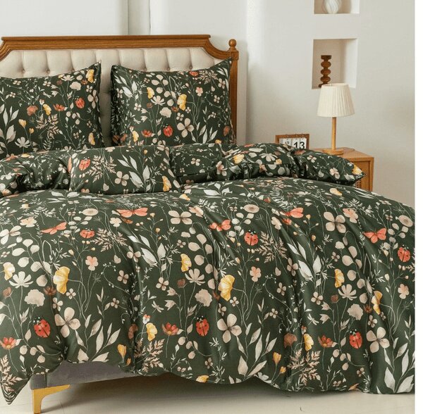 Lenjerie de pat din microfibra COLORFUL MEADOW verde inchis Dimensiune lenjerie de pat: 70 x 90 cm | 140 x 200 cm