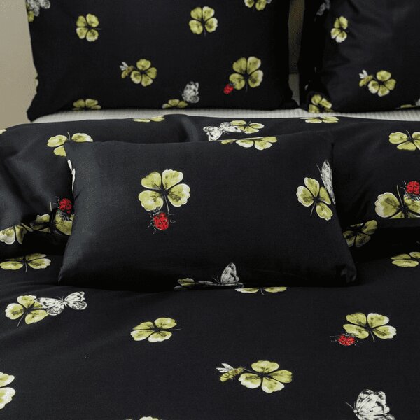 Lenjerie de pat din microfibra FOUR LEAF CLOVER negru Dimensiune lenjerie de pat: 70 x 90 cm | 140 x 200 cm