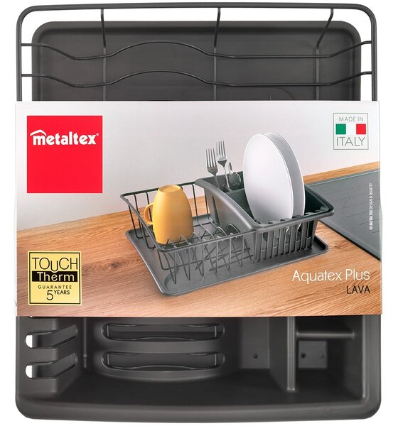 Scurgător vase din oțel inoxidabil Metaltex Aquatexplus Lava, gri antracit