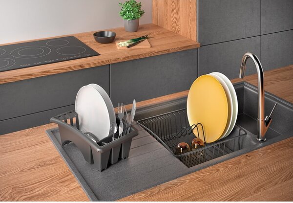 Scurgător vase din oțel inoxidabil Metaltex Aquatexplus Lava, gri antracit