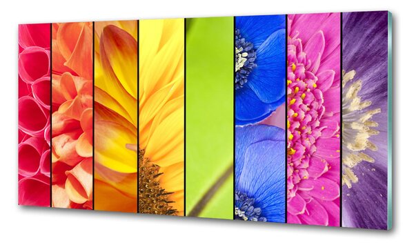 Panou sticlă decorativa bucătărie flori colorate