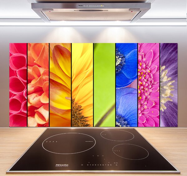 Panou sticlă decorativa bucătărie flori colorate