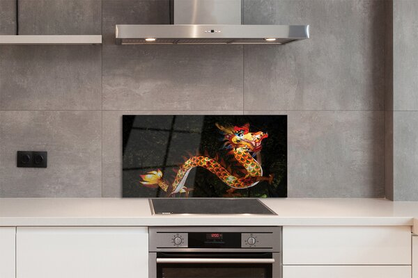 Panouri de sticlă dragon japonez iluminat