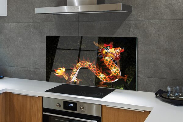 Panouri de sticlă dragon japonez iluminat