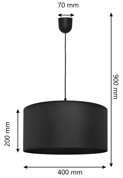 Lustră pe cablu ALBA 1xE27/15W/230V d. 40 cm neagră
