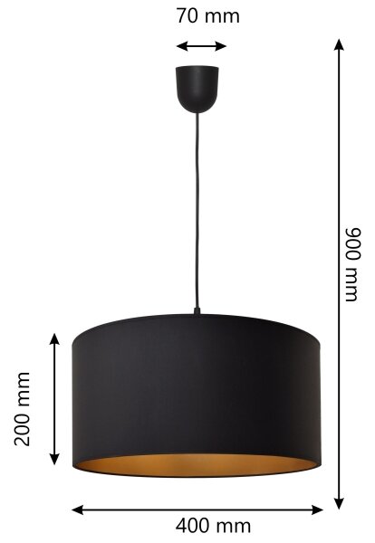 Lustră pe cablu ALBA 1xE27/15W/230V d. 40 cm neagră/aurie