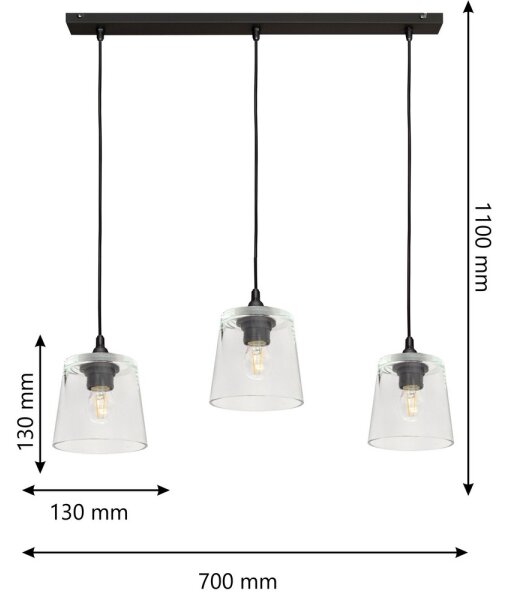 Lustră pe cablu LUCEA 3xE27/15W/230V