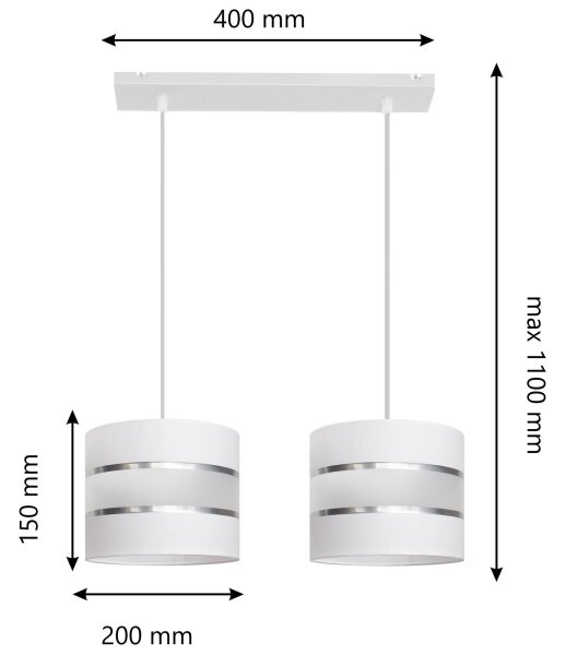 Lustră pe cablu HELEN 2xE27/15W/230V albă