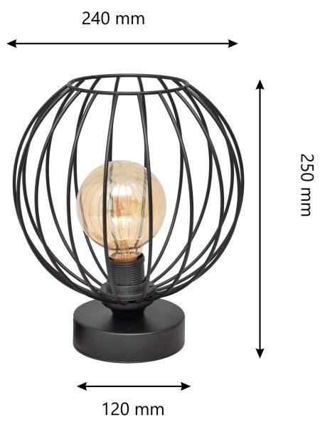 Lampă de masă MERCURE 1xE27/15W/230V neagră