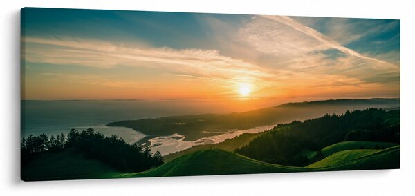 Tablou cu soarele răsărind deasupra mării (120x50 cm)