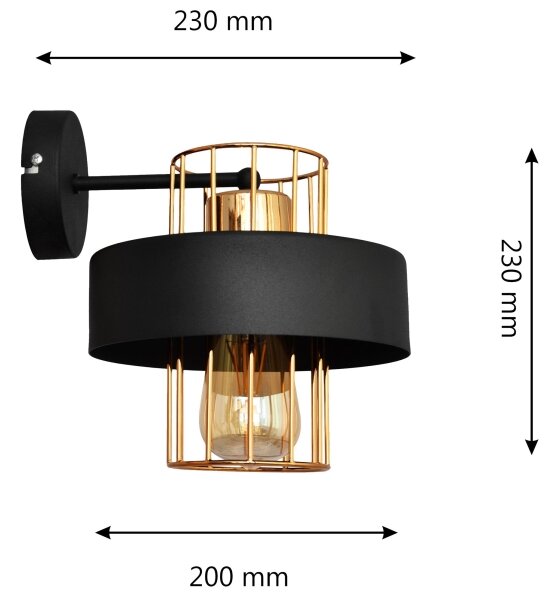 Lampă de perete VOLTA 1xE27/15W/230V 23 cm neagră/aurie