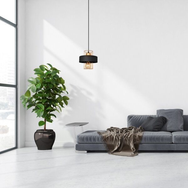 Lustră pe cablu VOLTA 1xE27/15W/230V neagră/aurie