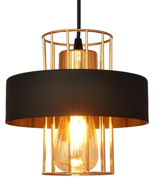 Lustră pe cablu VOLTA 1xE27/15W/230V neagră/aurie