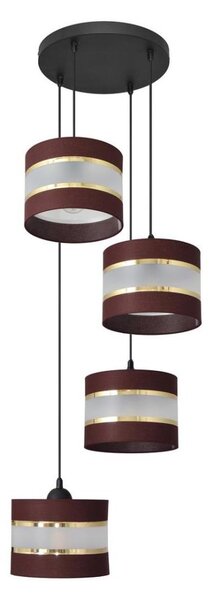 Lustră pe cablu HELEN 4xE27/15W/230V maro/neagră/aurie