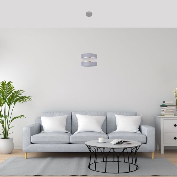 Lustră pe cablu HELEN 1xE27/15W/230V d. 20 cm gri/argintie