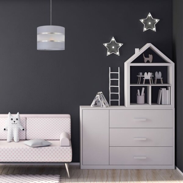 Lustră pe cablu HELEN 1xE27/15W/230V d. 20 cm gri/argintie