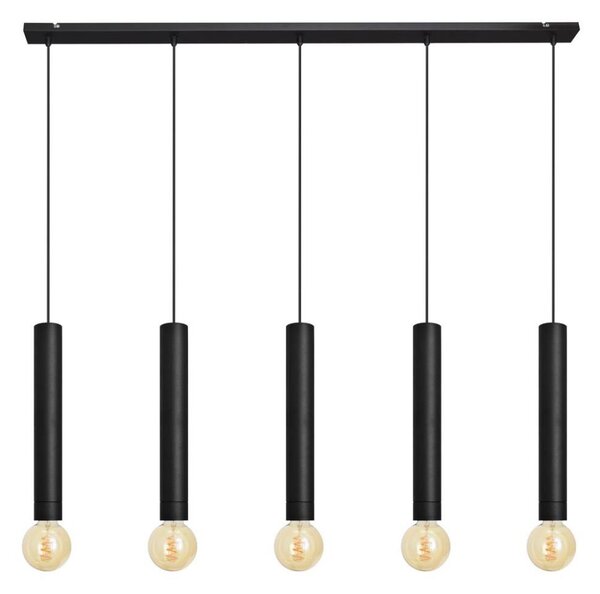 Lustră pe cablu TUBA 5xE27/15W/230V neagră