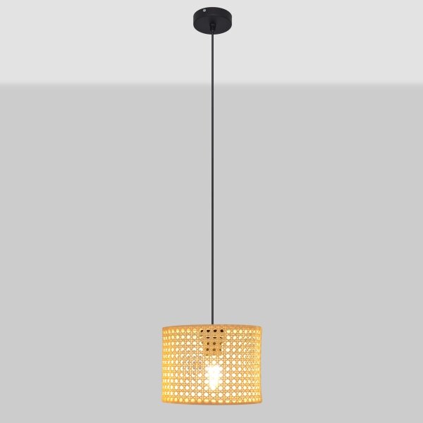 Lustră pe cablu ALBA 1xE27/15W/230V d. 20 cm ratan/negru
