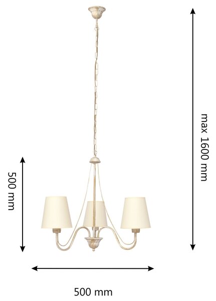 Lustră pe lanț MALBO 3xE27/15W/230V bej