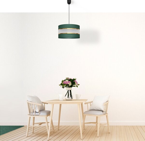 Lustră pe cablu HELEN 1xE27/15W/230V d. 35 cm verde/auriu