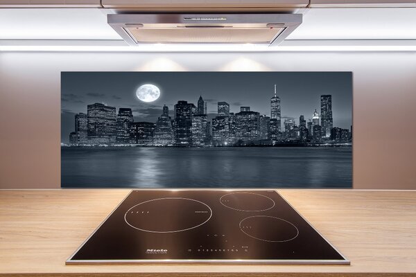 Panou sticlă decorativa bucătărie New York pe timp de noapte