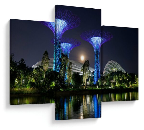 Tablou cu lună plină în grădinile din Singapur (90x60 cm)