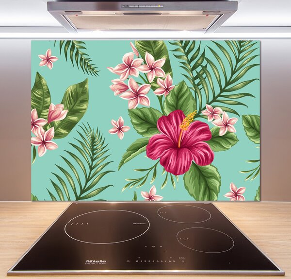 Sticlă pentru bucătărie flori Hawaii
