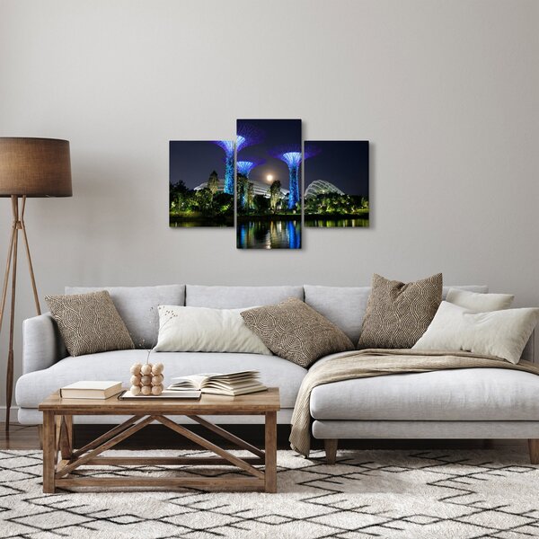 Tablou cu lună plină în grădinile din Singapur (90x60 cm)