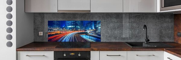 Panou sticla securizata bucatarie Hong Kong pe timp de noapte