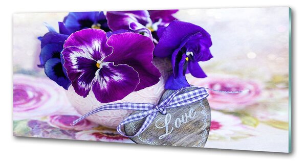 Panou sticla securizata bucatarie panseluțe violet