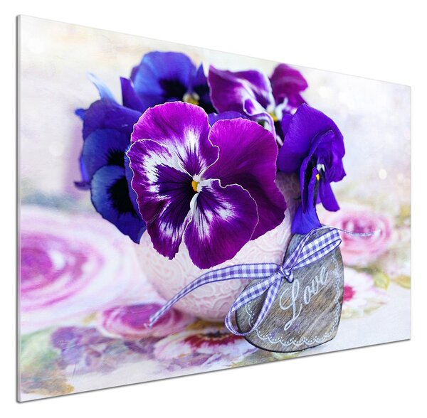 Panou sticla securizata bucatarie panseluțe violet