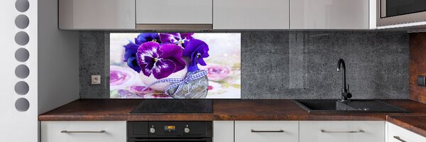 Panou sticla securizata bucatarie panseluțe violet