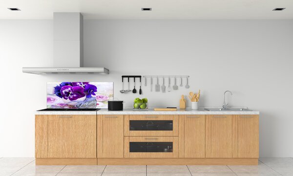Panou sticla securizata bucatarie panseluțe violet