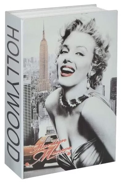 Seif secret tip carte Pufo cu cheie pentru blocare, model Marilyn Monroe, 18 x 12 cm