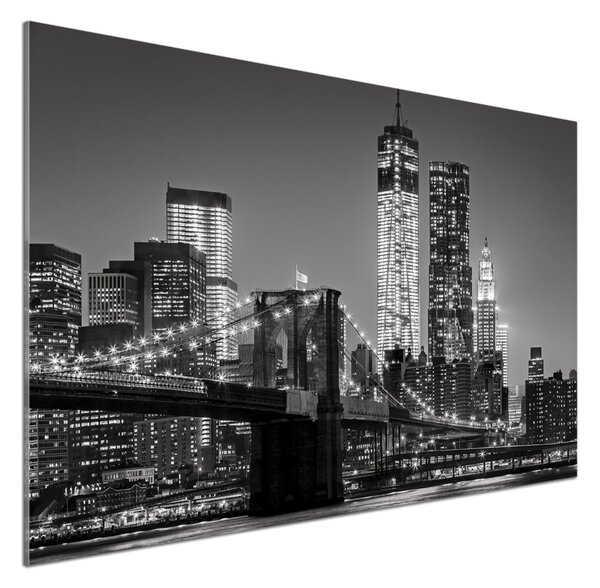 Panou sticla securizata bucatarie Manhattan pe timp de noapte