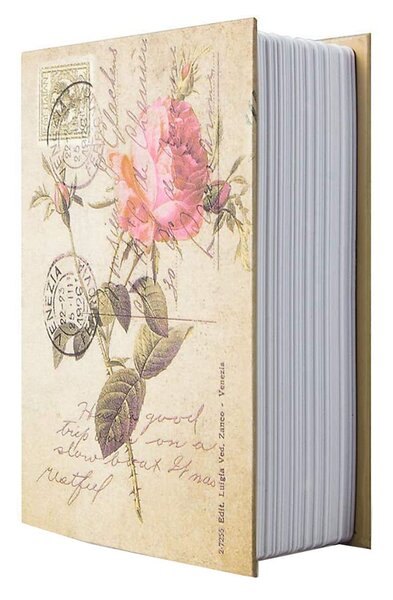 Seif secret tip carte Pufo cu cheie pentru blocare, model Rose of Love, 24 x 15 cm