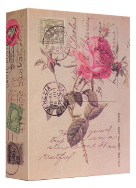 Seif secret tip carte Pufo cu cheie pentru blocare, model Rose of Love, 24 x 15 cm