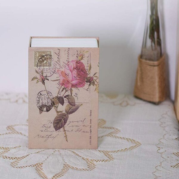 Seif secret tip carte Pufo cu cheie pentru blocare, model Rose of Love, 18 x 12 cm